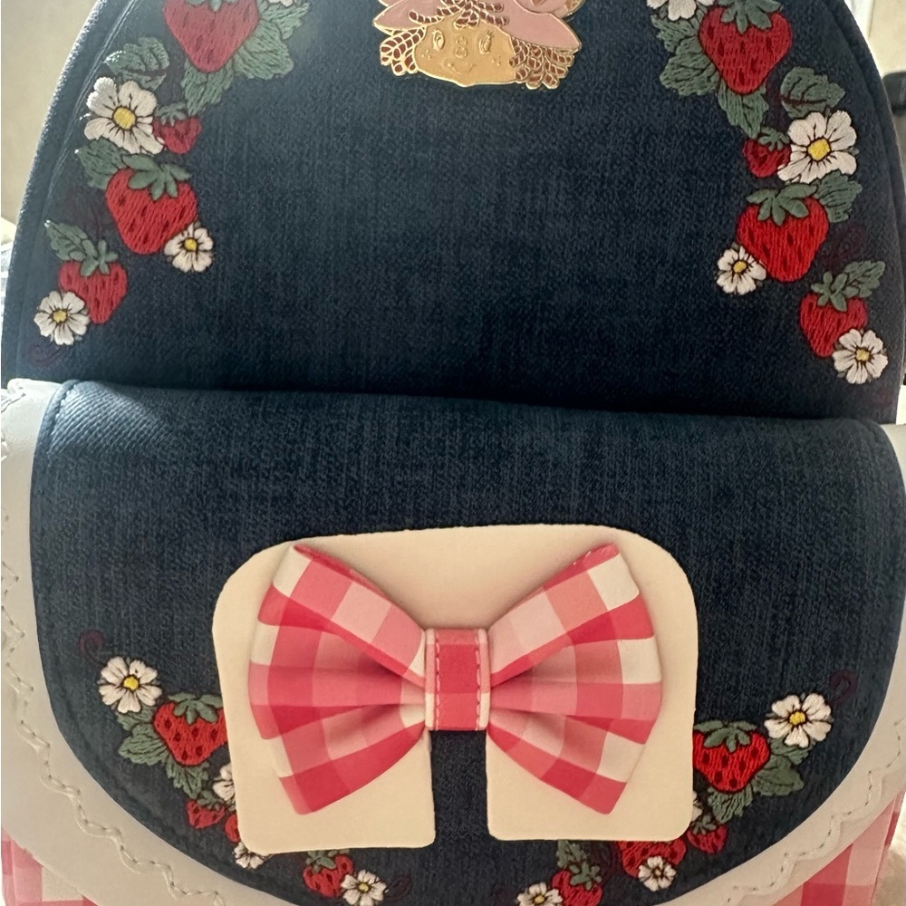Loungefly Strawberry Shortcake Faux Denim Mini Backpack - Picture 5 of 7